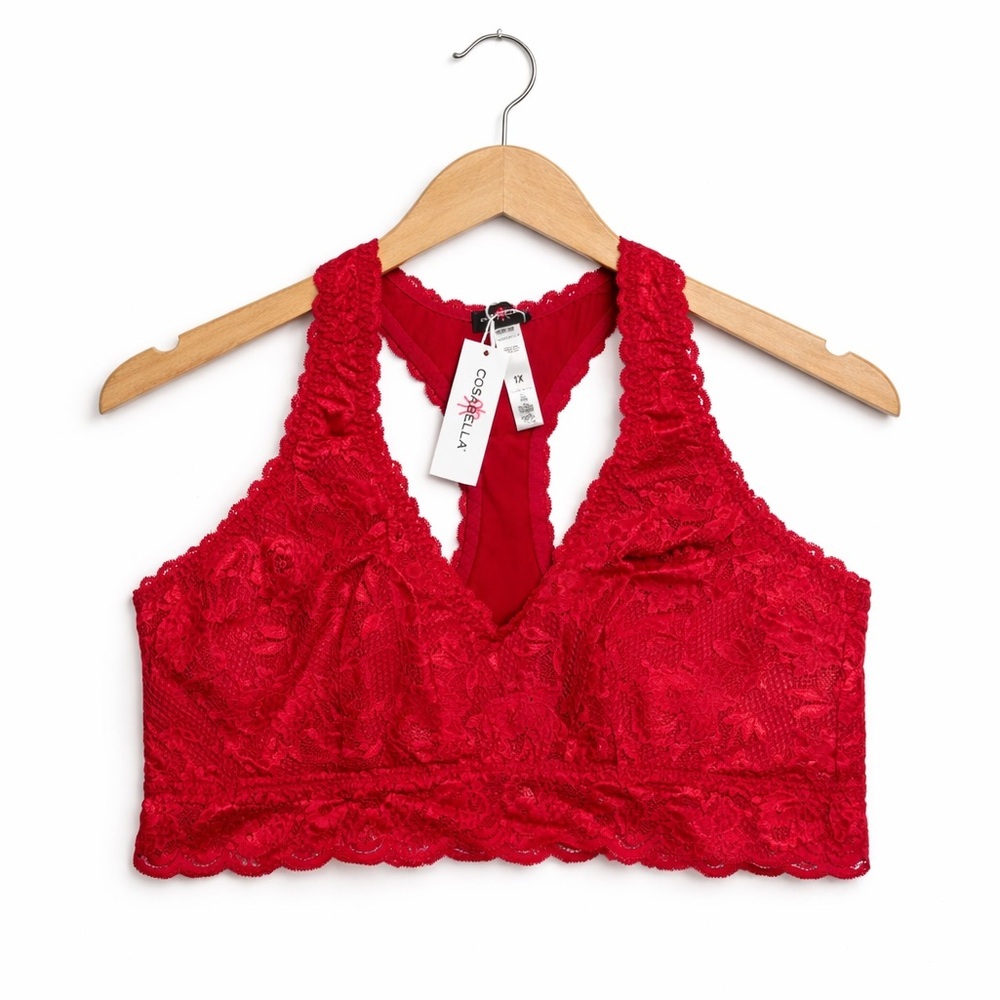 Cosabella Never Say Never Racie Racerback Extended Bralette Mystic Red 1X NWT